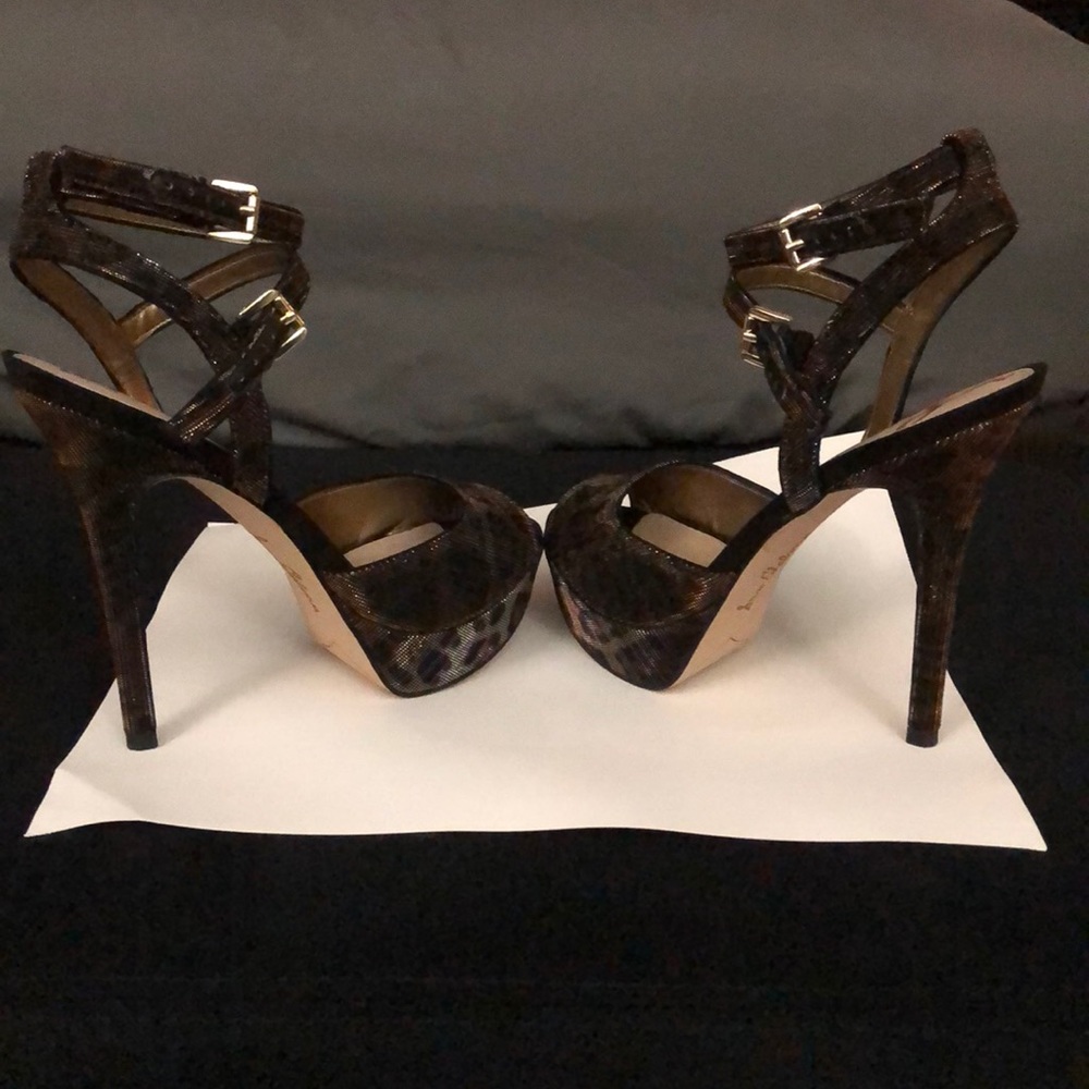 Sam Edelman Strappy Platforms Metallic Leopard - Picture 4 of 6